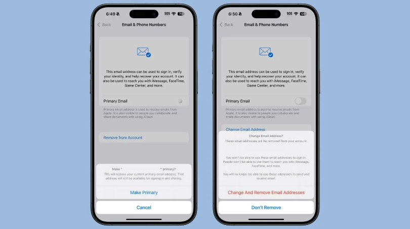 景东苹果手机维修分享苹果 iOS 18.1 支持设置“主要”邮箱地址并更改 iCloud 邮箱 