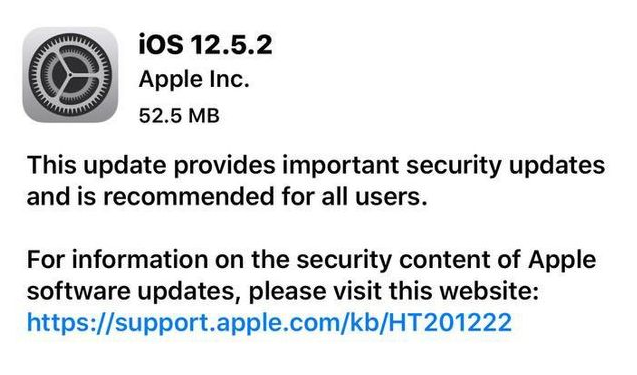 景东苹果手机维修分享iOS12.5.2发布，建议所有老苹果用户安装 
